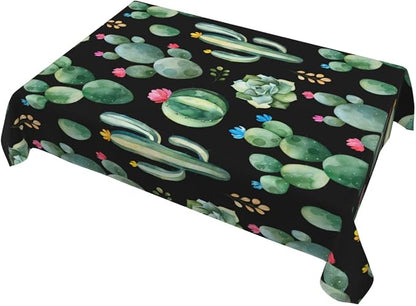 Rectangle Table Cloth,green watercolor cactus succulents Tablecloths Stain Resistance Water Repellent Washable Table Cover Decor for Home Kitchen Dining Party Patio Indoor and Outdoor 60"x 84"