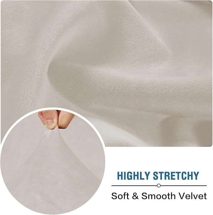 H.VERSAILTEX Velvet Stretch Individual Couch Cushion Cover Plush Cushion Slipcover for Loveseat Sofa Cushion Furniture Protector Seat Cushion Sofa Cover (1 Piece Sofa Cushion Cover, Oatmeal)