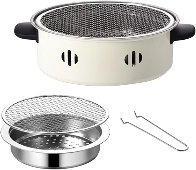 GLOGLOW Charcoal Grill Portable BBQ Grill Stove with 2 Handles for Indoor Outdoor Camping Picnic Backyard