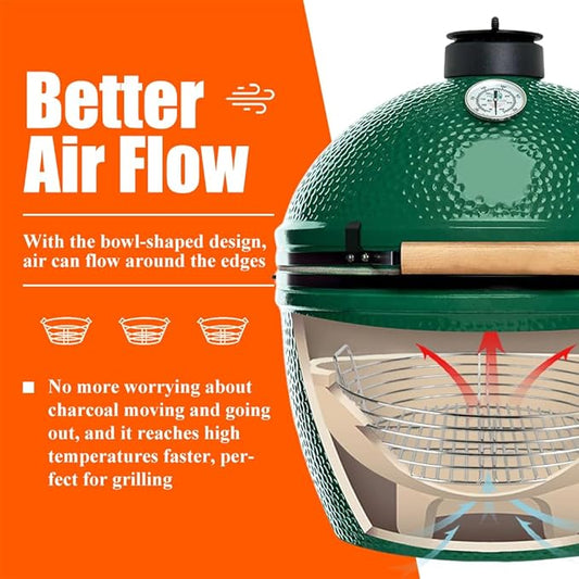 The Accessories for Big Green Egg XL, Ash Clean Tool Charcoal Basket for XLarge BGE, Replacement Parts for Big Green Egg XL, Stainless Steel (with Divider)