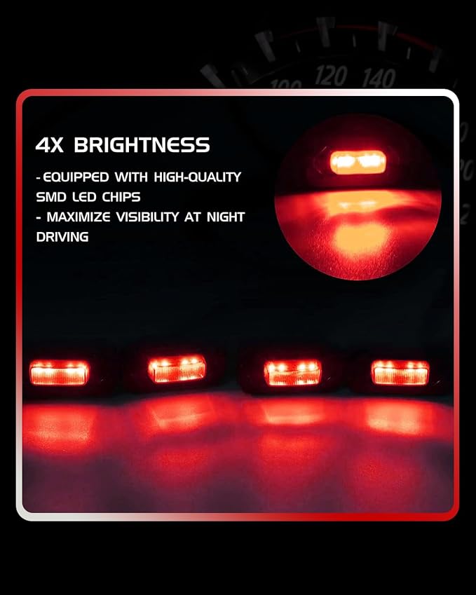 4Pcs Red LED Grill Lights Kit for Toyota RAV4 2019 & up | Not Fit for Adventure/RAV4 PHEV/TRD Off Road/Prime，Black Shell, w/ Wiring Harness,Grill Led Raptor Lights