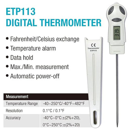 allsun Digital Meat Thermometer with Stainless Steel Probe, High Precision °C/°F Cooking Thermometer for Kitchen, Food & Home Use