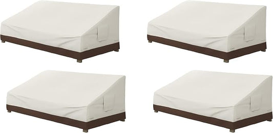 Amazon Basics 3-Seater Outdoor Couch and Patio Furniture Cover, Waterproof Lounge Sofa Cover, UV Resistant, Click-Close Straps, 78" x 38" x 29", Beige/Tan (Pack of 4)