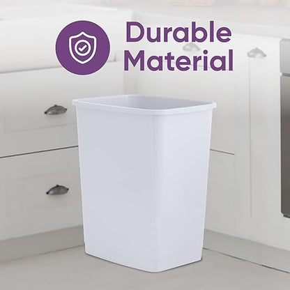 Superio Kitchen Trash Can 9 Gallon Slim Waste Bin 37 Qt Durable Plastic, Fit Small Spaces, Office, Bathroom, Under Counter (2, White Smoke)