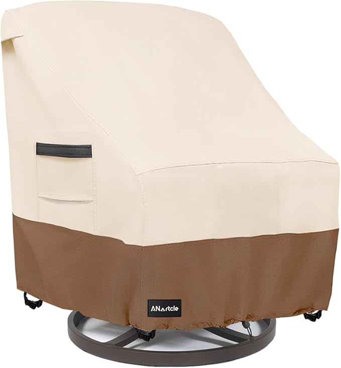 ANartcle Patio Chair Covers,600D Waterproof Heavy Duty Outdoor Lawn Patio Furniture Covers,Patio Swivel Chair Covers for Outdoor Furniture,(30W x 34D x 36H inches) Beige&Brown
