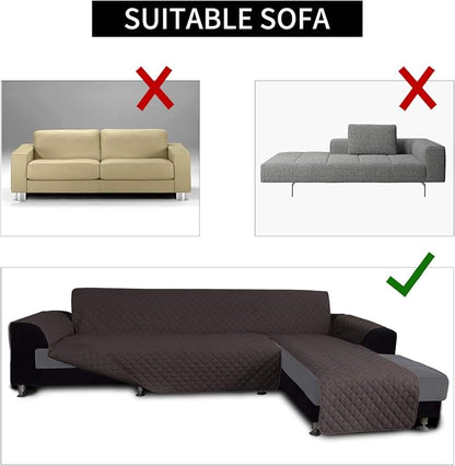 Easy-Going Reversible L-Shape Sectional Couch Cover, Small, Chocolate | Soft Sofa Slipcover For Dogs, Fits Left/Right Chaise Lounge Protector, Water Resistant Mat For Living Room