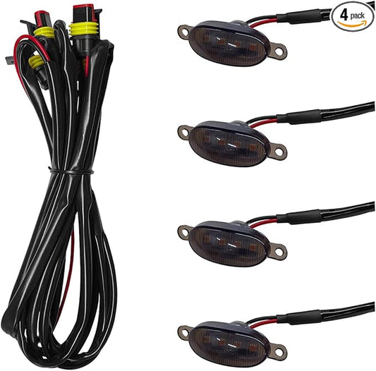 YoRise 4PCS Car LED Grille Lights, Bright Auto Front Grill DRL Lamps, Waterproof Car Bumper Running Light with Wiring Harness, Vehicle Exterior Trim Lamp Compatible with F150, F250, F350 (Yellow)