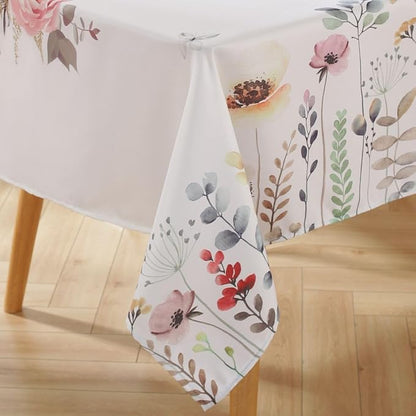 Honellaty Outdoor Tablecloth with Umbrella Hole and Zipper, 52 x 70 Inch | Easy-Install Rectangular Patio Table Cover, Spill-Resistant Washable Polyester for Outdoor Dining and Garden Parties