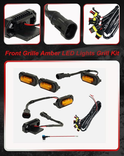 4Pcs Amber LED Grill Lights Kit for Toyota RAV4 2019 & up | Not Fit for Adventure/RAV4 PHEV/TRD Off Road/Prime，Amber Shell, w/ Wiring Harness,Grill Led Raptor Lights