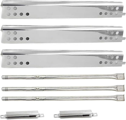 Hongso 463372017 463348017 Replacement Parts for Charbroil Signature 3 Burners Gas Grill Models, Heat Plates G470-0004-W1, Burner Tubes G470-5200-W1, Crossover Tubes, 17 3/4" x 3/5" Flavorizer Bars
