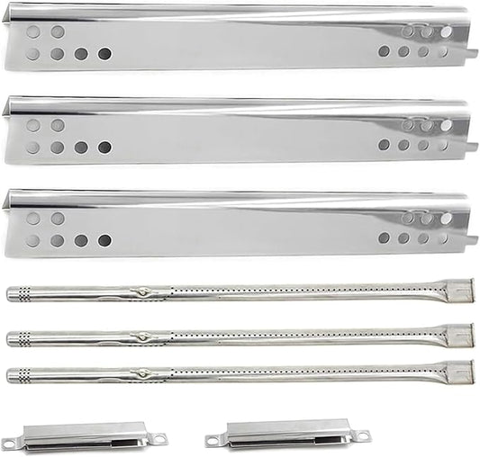 Hongso 463372017 463348017 Replacement Parts for Charbroil Signature 3 Burners Gas Grill Models, Heat Plates G470-0004-W1, Burner Tubes G470-5200-W1, Crossover Tubes, 17 3/4" x 3/5" Flavorizer Bars