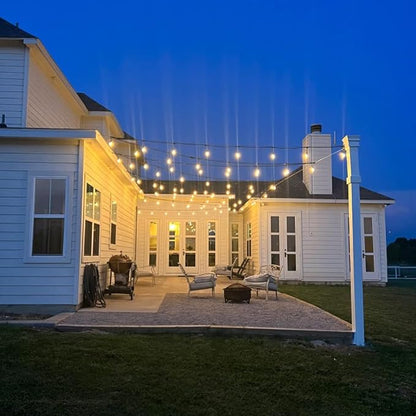 Outdoor Lights Hanging Kit,Globe String Light Suspension Kit,100FT Black Vinyl-Coated 304 Stainless Steel Guide Wire Cable,Include Wire Rope Tension Turnbuckle and Eye Hooks
