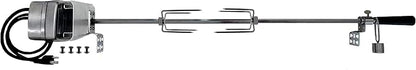 OneGrill Heavy Duty Chrome Universal Grill Rotisserie Kit with 13 Watt 50 lb. Stainless Electric Motor - 37 X 1/2 Inch Hexagon Spit Rod (Grills Up to 28 Inches Wide) Not for Weber.