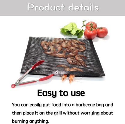 AOOCAN Grill mesh mat - Set of 5 Non Stick BBQ Grill mats, Heavy Duty, Reusable Grilling mats, Easy to Clean - Works on Gas, Charcoal, Pellet Grill - 15.75 x 13 in, Black