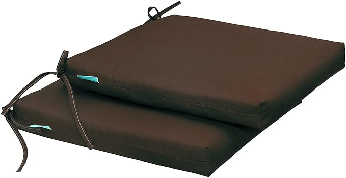 QILLOWAY Outdoor Indoor Seat Cushions, Square Foam Dining Chair Pads,All Weather, 17"x17"x3",2 Count (Coffee)
