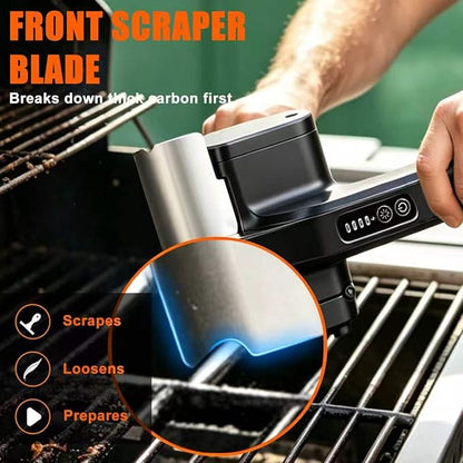 Electric Grill Brush, High Torque BBQ Bristle-Free Cleaner – Rechargeable Cordless with LED Light, Splash Guard & Scraper, Heavy Duty Grill Cleaner Tool for Outdoor Grill, Gift for Men Dad