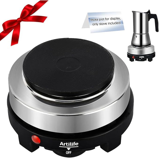 Artilife Mini Hot Plate 500W Small Hot Plate Electric Mini Moka Pot Hot Plate,Mini Hot Plate for Moka Pot,Single Burner Hot Plate Moka Pot Heater