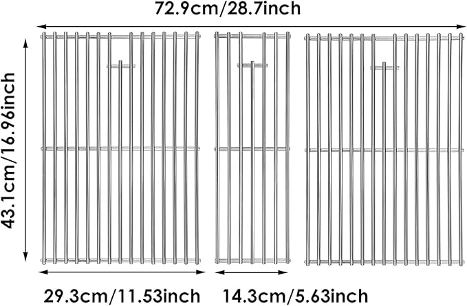 Uniflasy Grill Grates Heat Plates Replacement Parts for Nexgrill 720-0882A, Stainless Steel Cooking Grates with Heat Shields for Nexgrill Evolution Infrared Plus 5-Burner Gas Grills