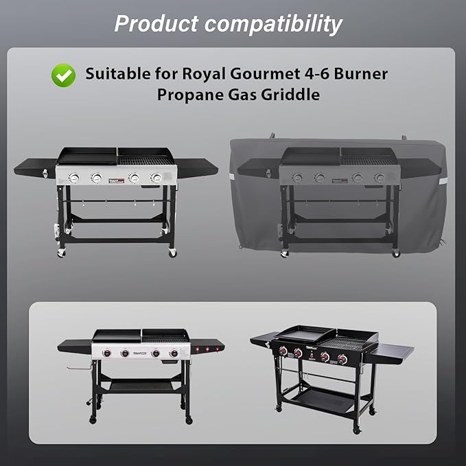 Cover for Royal Gourmet GD401 4 Burner Flat Top Grill Griddle Combo, Grill Cover for Royal Gourmet Gas Grill Combo Griddle GD402 GD403, Heavy Duty Waterproof Anti-UV