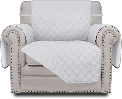 Easy-Going Chair Sofa Slipcover Reversible Sofa Cover Water Resistant Couch Cover Furniture Protector Cover with Elastic Straps for Pets Kids Children Dog Cat (Chair, White/White) | Machine Washable Slipcover For Dogs, Water Resistant Furniture Mat For...