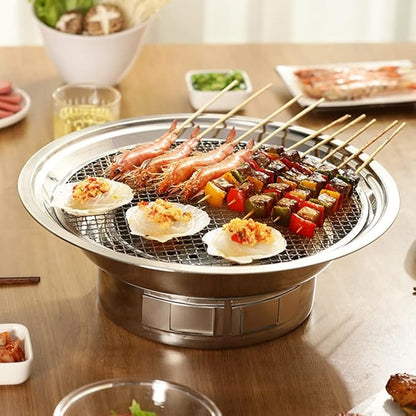 13.8 inches Small Charcoal Grill Portable Stainless Barbecue Stove for Outdoor Camping BBQ Grill Outdoor Cooking (Silver 35 * 12.5cm)