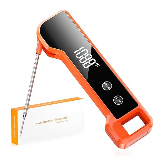 Instant Read Food Thermometer, Kitchen Cooking Gadgets with Backlit LCD Display, Fast & Accurate Temperature for Meat, BBQ, Grill, Baking, Deep Fry, Candy Making - Waterproof & Easy to Use