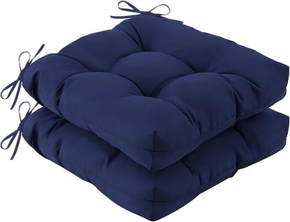 IASEAHK Outdoor Chair Cushions Set of 2, 17" x 17" x 4", Waterproof Outdoor Seat Cushions for Patio Furniture, Fade-Resistant Patio Chair Cushion, Dining Wicker Chair Pads for Porch Garden, Navy Blue