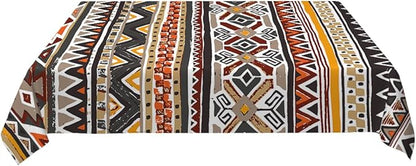 Decorative Rectangle Table Cloths Southwest Aztec Tribal Stripe Boho Brown Tablecloth Table Cover for Dining/BBQ/Picnic/Coffee Table 52 X 70 Inches, Tbcth-012, GSRY-TB-HY0418-00096