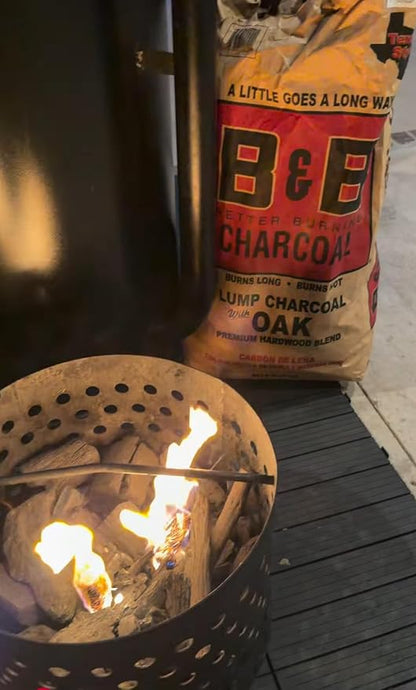 B&B Better Burning Texas Style Lump Charcoal BBQ Gift Bundle with 20 lb Oak Lump Charcoal, Duraflame Firestart Cubes, Texas Cattle Run Beef Rub & Extra Long Grill Matches