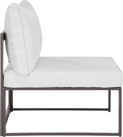 Modway Fortuna Aluminum Outdoor Patio Armless Chair in Brown White