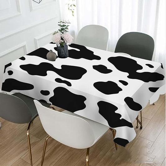TKS MITLAN Black White Milk Cow Spots Tablecloth 60x84 Inch Rectangular Animal Skin Texture Oblong Table Cloth Kitchen Table Decorations for Home Dinner Party