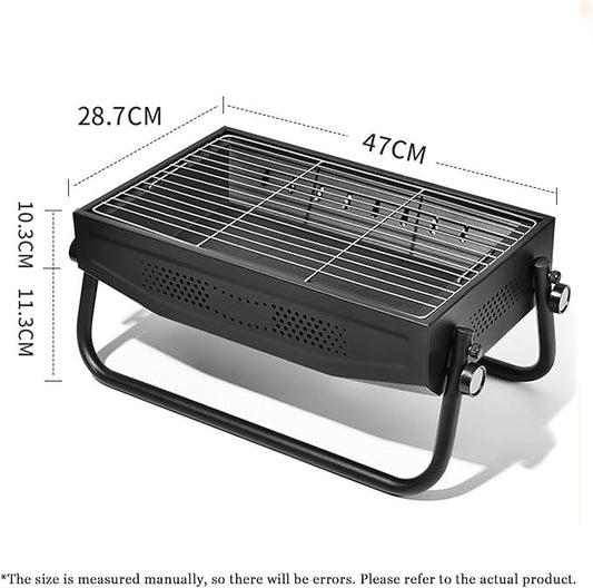 Portable charcoal grill, outdoor grill, folding portable grill, suitable for garden outdoor cooking barbecue camping picnic(Black)