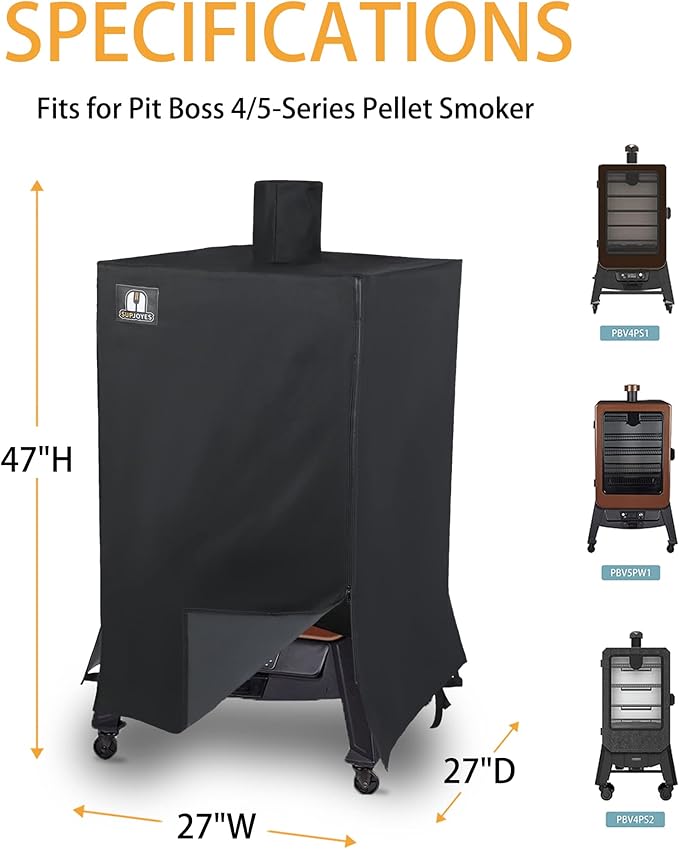 Grill Cover for Pit Boss 4/5-Series Pellet Smoker, PBV4PS1, PBV5PW1, PBV4PS2, Heavy Duty Waterproof Pit Boss Vertical Pellet Smoker Cover