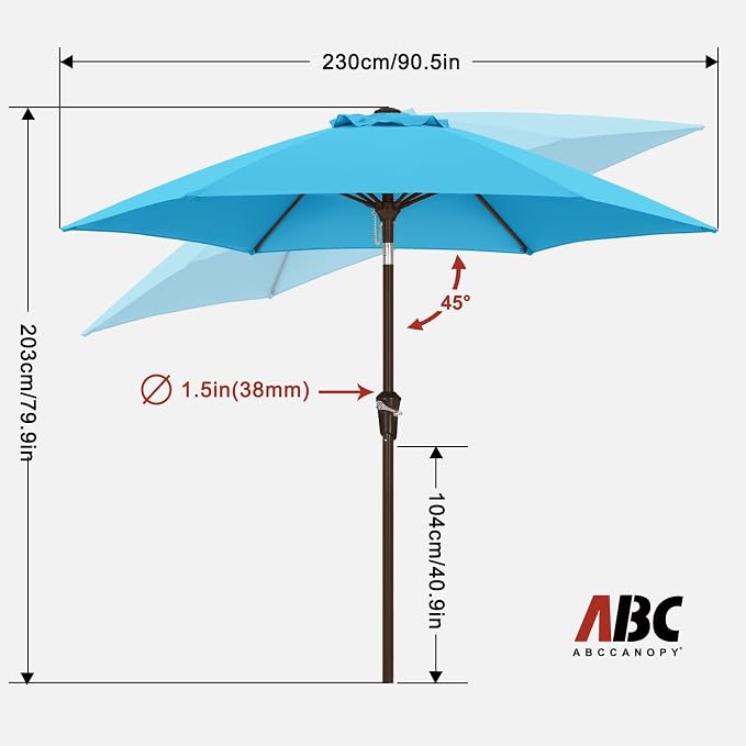 ABCCANOPY 7.5FT Patio Umbrella Outdoor 6 RibsTable Umbrella | Fade & UV Resistant Fabric,6 Fiberglass Ribs,Smooth Crank System,Wind Resistance,Great for Patio,Backyard,Garden,Deck