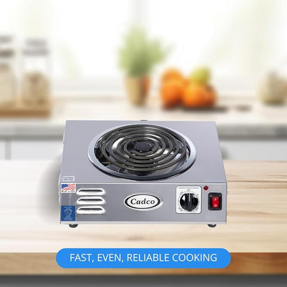Cadco CSR-3T 14" Portable Electric Hot Plate, 1500W, 120V, Stainless Steel