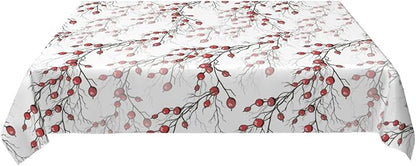 Decorative Rectangle Table Cloths Red Berries of Holly Without Leaf Tablecloth Table Cover for Dining/BBQ/Picnic/Coffee Table 52 X 70 Inches
