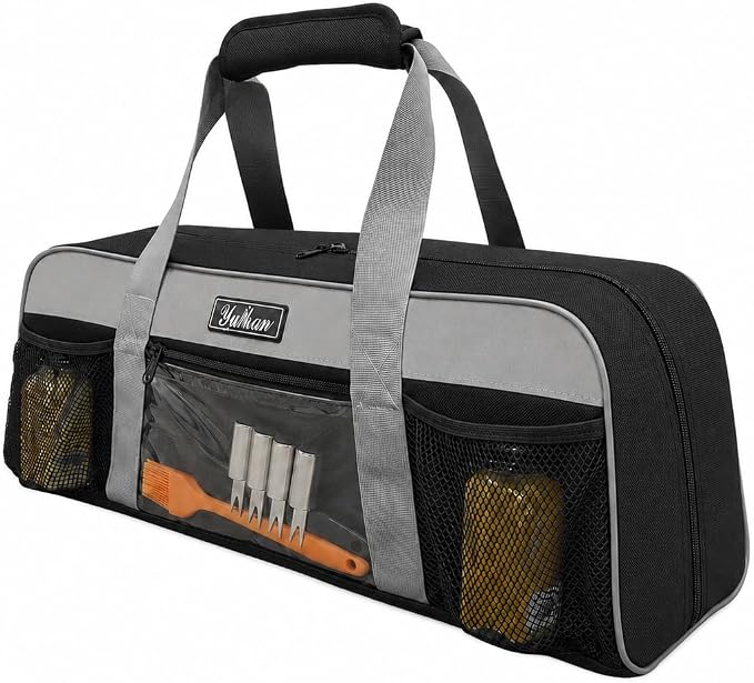 22 Inch Grill Tool Storage Bag, Heavy-Duty 1680D Oxford Organizer | Water-resistant protection; Fits long BBQ utensils; Easy to carry; For camping, RV and tailgating; Bag only