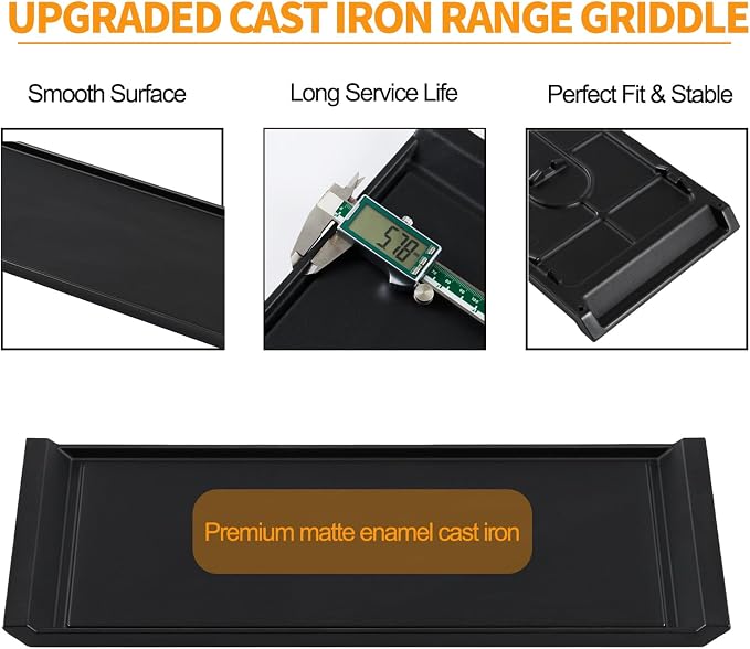 Atgestore AEB76124701 Center Griddle Replacement for LG stove Parts AAA30016801 Cast Iron Griddle Plate LG Gas Range Parts LSGL5833F LRGL5823S Gas Stove Cooktop Burner Griddle Assembly Flat Top Pan