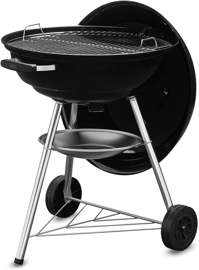 Weber 1321308 Barbecue Stove Diameter 22.4 inches (57 cm), Compact Kettle, Charcoal, Camping, For 10-12 People, Includes Thermometer, 1321308, Black, 22.4 inches (57 cm)