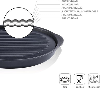 TECHEF - TRUE GRILL PAN - Stovetop Nonstick Indoor/Outdoor Smokeless BBQ Grill Set, including a Grill Plate and Alumium Drip Tray
