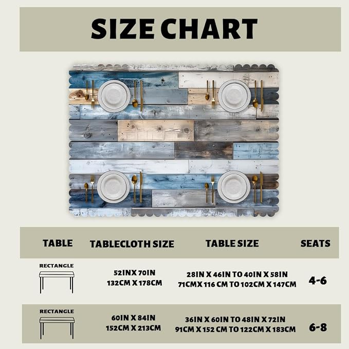 Farmhouse Tablecloth Wood Texture Abstract Rectangle Polyester Table Cloths Kitchen Table Cover for Dining BBQ Picnic Coffee Table 52 x 70 Inch 4-6 Seats