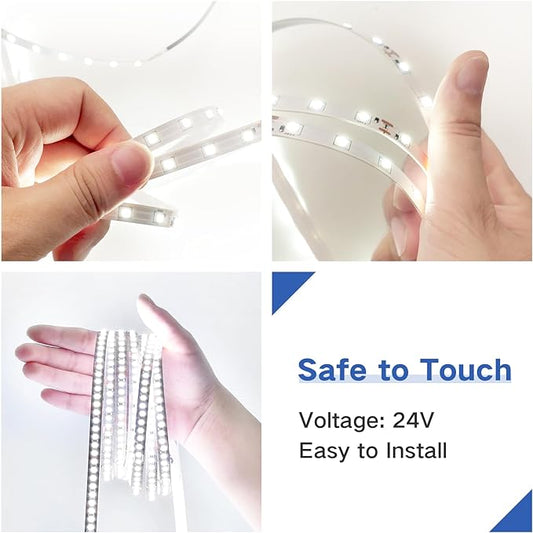 Under Cabinet Lighting Kit Small Led Strip Lights 10 ft White, Dimmable Flexible LED Lights Strip, 180 Leds, Super Bright LED Tape Rope Lights for for Kitchen Cabinets, Shelf, Desk, Counter