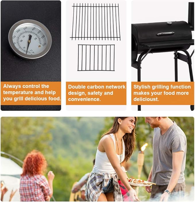 BBQ Grill Charcoal Barbecue Outdoor Pit Patio Backyard Home Meat Cooker Smoker Process Paint Not Flake Black