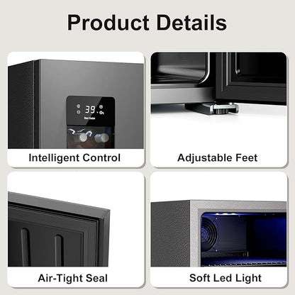 Antarctic Star Beverage Refrigerator Auto Defrost Mini Fridge, 130 Can with Glass Door &Adjustable Shelves, 21-50°F Temp Control,Beverage Cooler for Soda, Beer, Wine, Home Bar, Office, 3.2 Cu.Ft