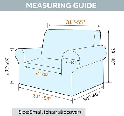LURKA Stretch Chair Cover for Sofa, 1 Piece Armchair Slipcover, Ivory | Soft Stretch Jacquard, Fits 31"-55" Armchairs, Elastic Bottom for Secure Fit, Machine Washable, Pet & Kid Friendly