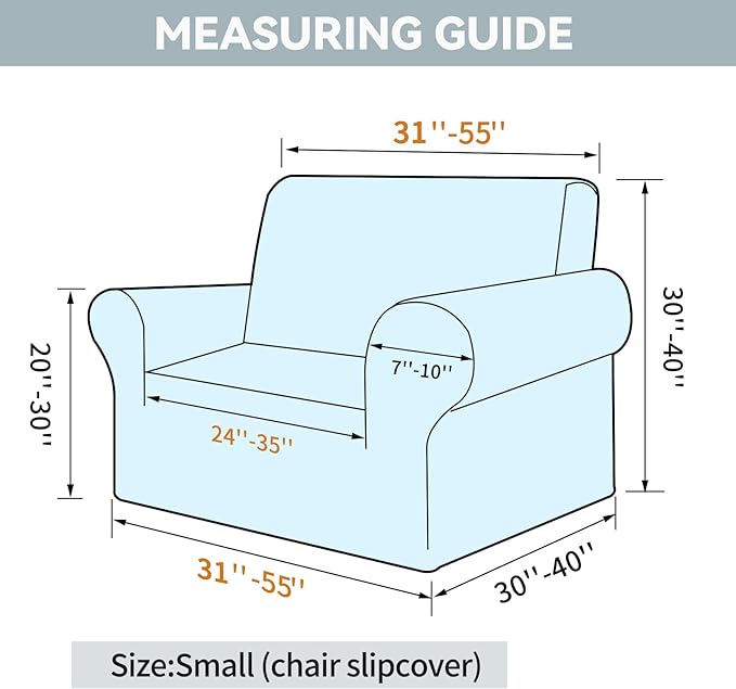 LURKA Stretch Chair Cover for Sofa, 1 Piece Armchair Slipcover, Khaki | Soft Stretch Jacquard, Fits 31"-55" Armchairs, Elastic Bottom for Secure Fit, Machine Washable, Pet & Kid Friendly