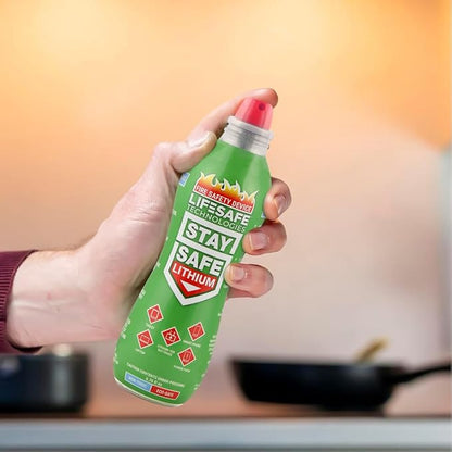 StaySafe Lithium Fire Extinguishing Spray By LifeSafe Technologies | Patented Non-Toxic Fluid Suppresses Fires Caused By Lithium-Ion Batteries in Phones, Laptops, Power Banks and Other Electronics