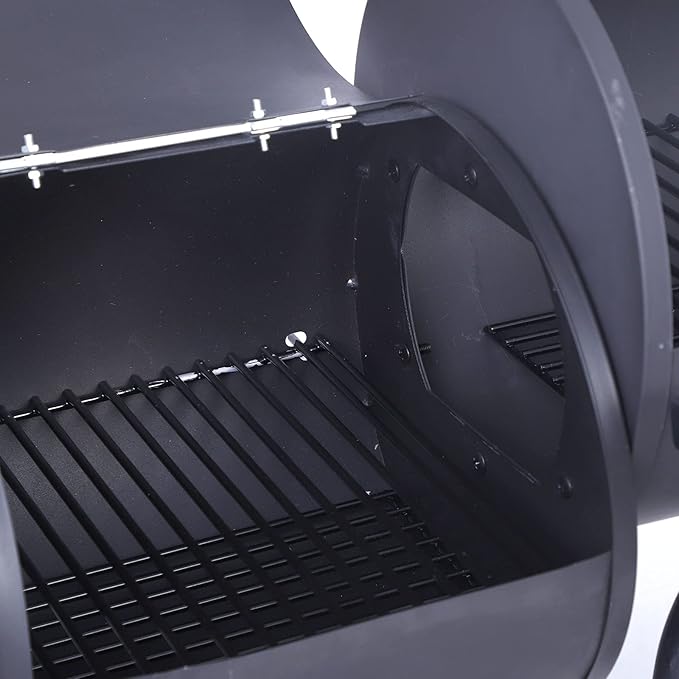 Charcoal Grill, 45inch Charcoal Barrel Grill with Offset Smoker, Charcoal BBQ Grill for Outdoor Garden Patio and Backyard Cooking Black 45.28 x 20.87 x 44.9 inch