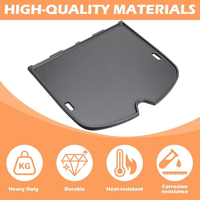 7034 Griddle Replacement Parts for Weber Traveler Portable Gas Grill, Cast Iron Cooking Griddle for Weber Traveler 9010001 9030001 9013001 9020001 BBQ Outdoor Portable Gas Grill Accessories, Black