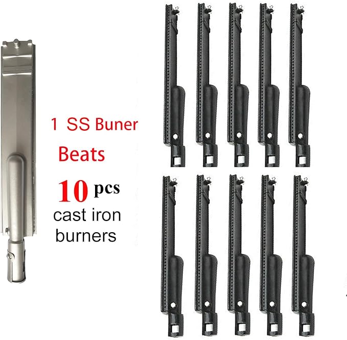 4 Pack Heavy Duty Cast Stainless Steel Grill Burner for Bull, Grill Replacement Parts for Bull, Cal Flame, Lion, Blaze, Turbo, Beefeater, Thermos, Char Broil, Jenn Air, Nexgrill